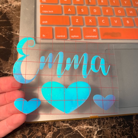 Hologram Name w/ Hearts decal yeti / MacBook pad! - Picture 5 of 8